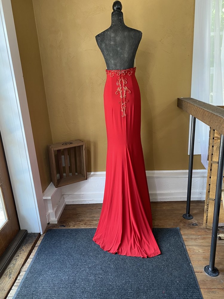 Jovani Red Strapless Beaded Gown, Size L