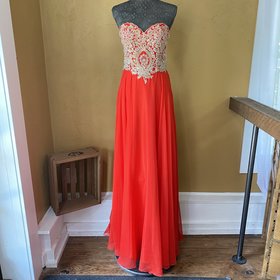Meier Collection Strapless Embellished Red Ball Gown, Size 10