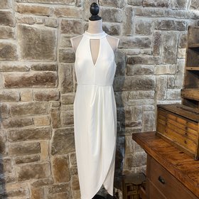 Xscape Ivory Crepe Choker Evening Gown, Size 12P