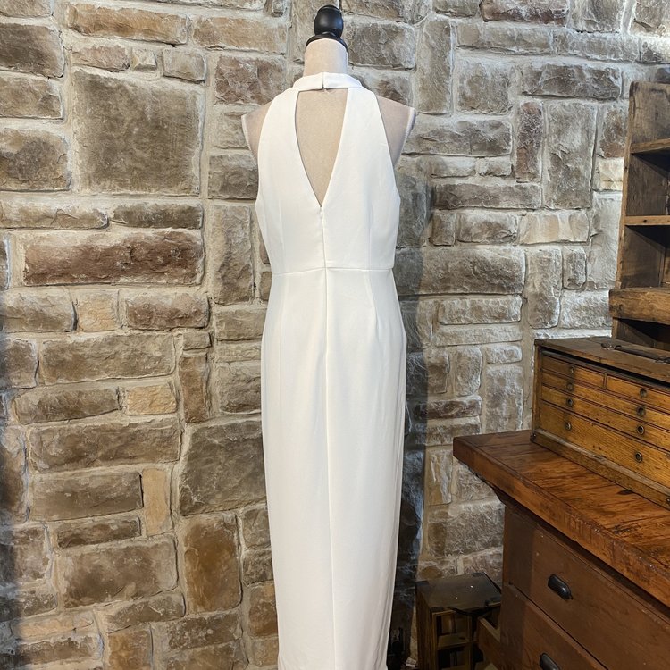 Xscape Ivory Crepe Choker Evening Gown, Size 12P