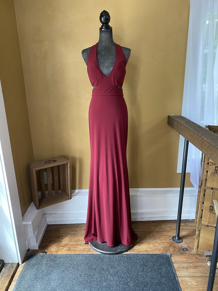 Jovani Burgundy Gown with Cut Outs, Size 14