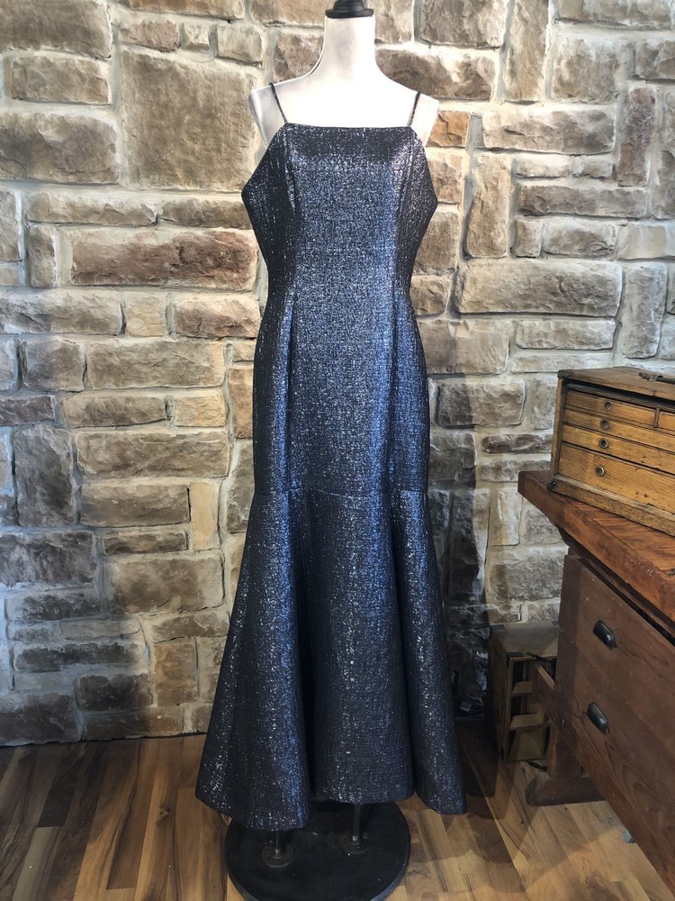 B Michael Metallic Blue. Mermaid Gown, Size 12