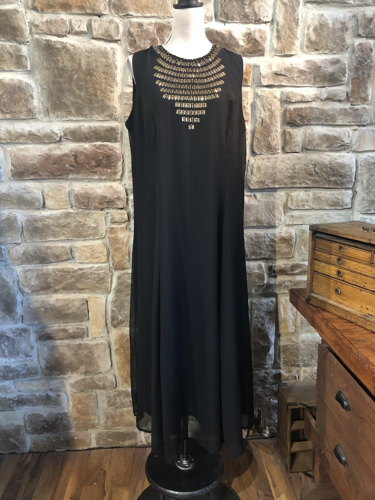 Jessica Landon Black Beaded Gown, Size 16