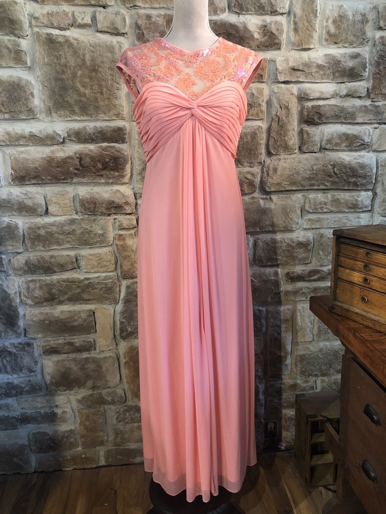 Alex Evenings Pink Lace and Sequin Illusion Gown, Size 12