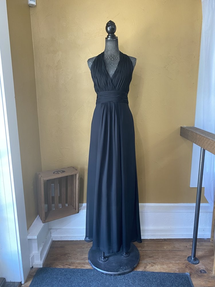 My Fashion Black Halter Chiffon Full Length Dress, Size 12
