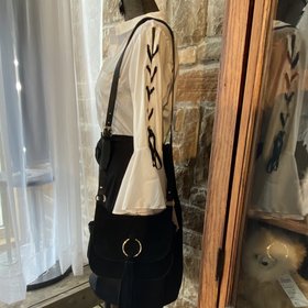 Faux Leather Saddle Handbag