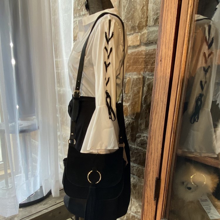 Faux Leather Saddle Handbag