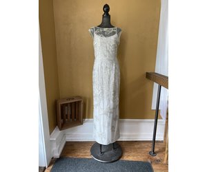 Ralph Lauren Silver Floral Embroidered Gown, Size 14 Ralph Lauren Silver Floral Embroidered Gown, Size 14