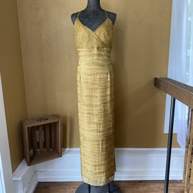 Dusk to Dawn Gold Hand Beaded Gown, Size 26