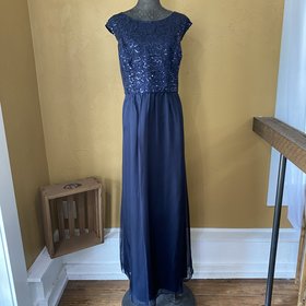 City Chic Navy Sequined Sheath Evening Gown, Size 22