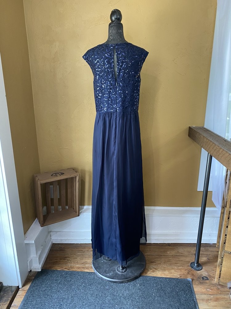 City Chic Navy Sequined Sheath Evening Gown, Size 22