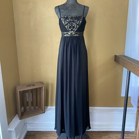 Sue Wong Black Embellished Full Length Gown