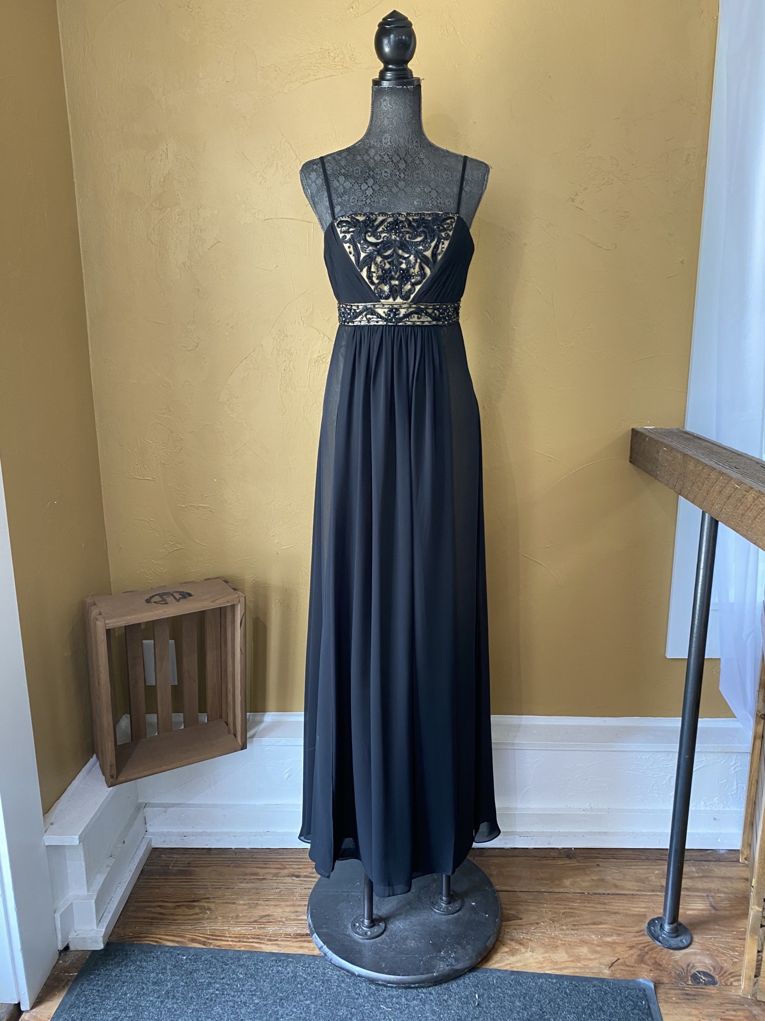 Black Embellished Full Length Gown - Elements Unleashed
