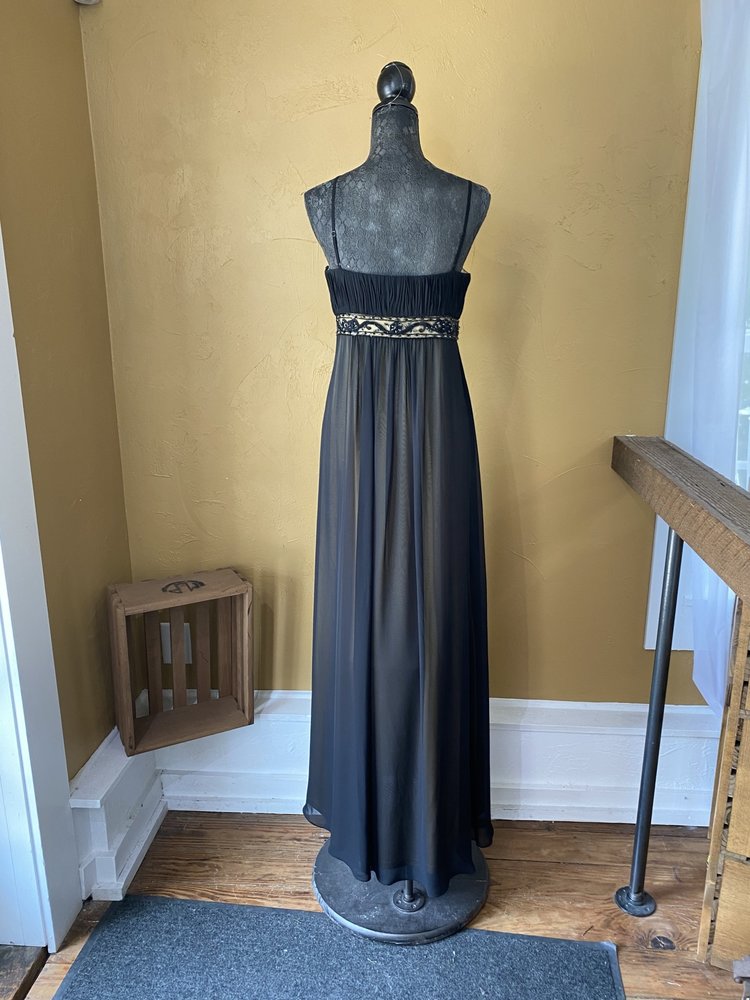 Sue Wong Black Embellished Full Length Gown