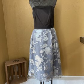 City Chic Black Cocktail Dress with Floral Skirt, Size 16