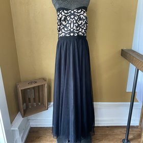 City Chic Black Strapless Evening Gown with Detailed Bodice, Size 24W