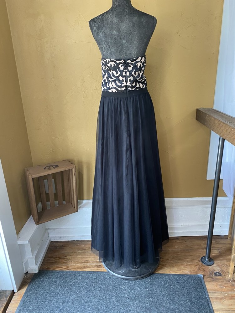 City Chic Black Strapless Evening Gown with Detailed Bodice, Size 24W