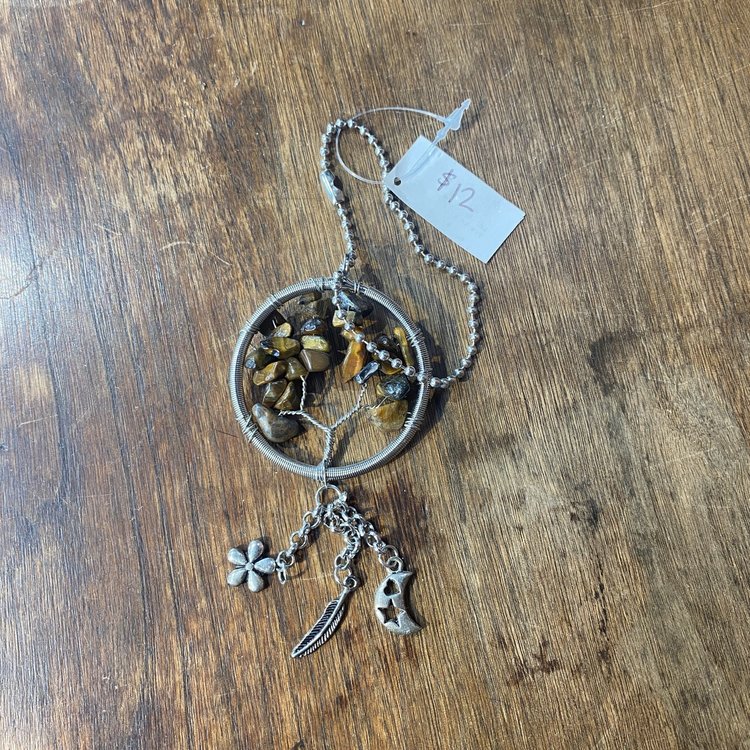 Tigereye Family Tree Keychain