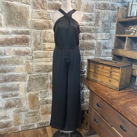 Lucy Paris Black Halter Criss-Cross Jumpsuit