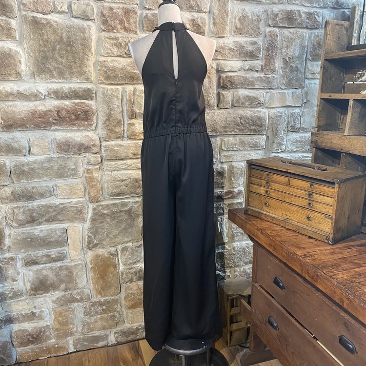 Lucy Paris Black Halter Criss-Cross Jumpsuit