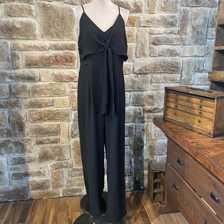 19 Cooper Black Tie Front Wide Leg Jumpsuit