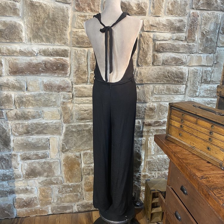 Max Studio Black Halter Jumpsuit with Belt