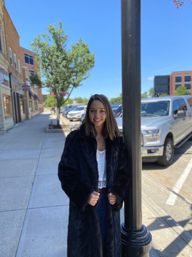 Black Mink Full Length Coat, Size L