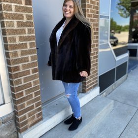 Dark Ranch Mink Jacket w/Banded Cuffs, Size XL