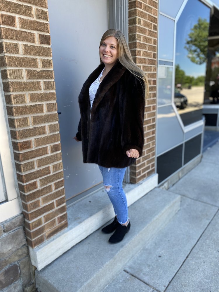 Dark Ranch Mink Jacket w/Banded Cuffs, Size XL