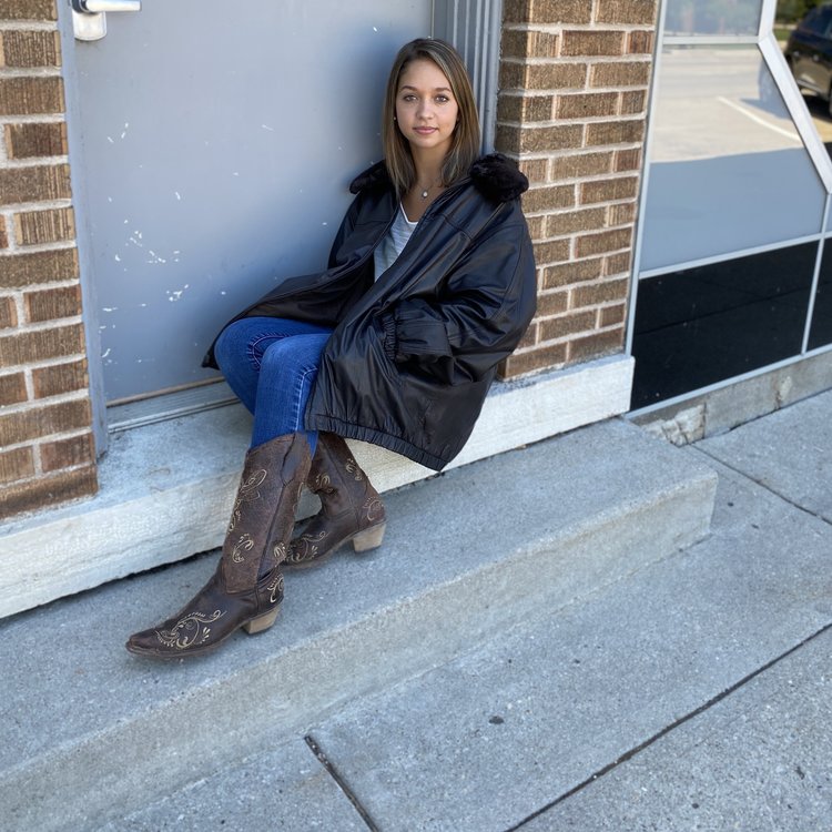 Dark Brown Leather Bomber w/Sheared Beaver Collar, Size XL