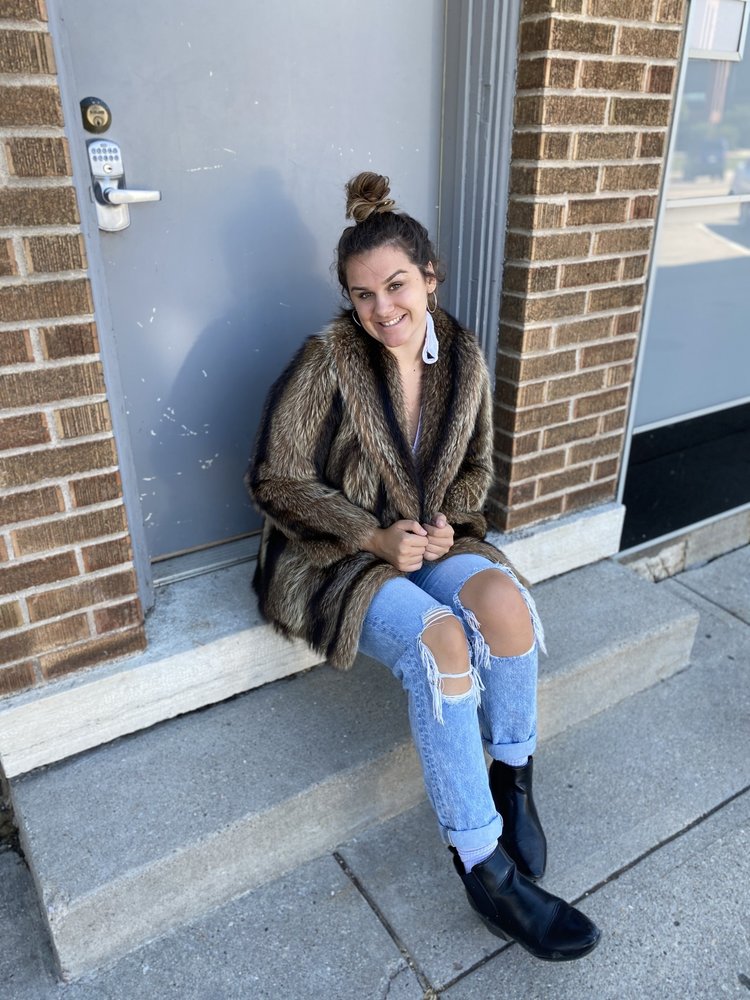 Raccoon Jacket with Shawl Collar, Size S