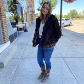 Mahogany-Dyed Raccoon Jacket, Size S