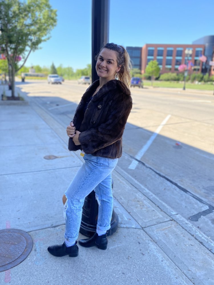 Dark Brown Squirrel Jacket, Size M