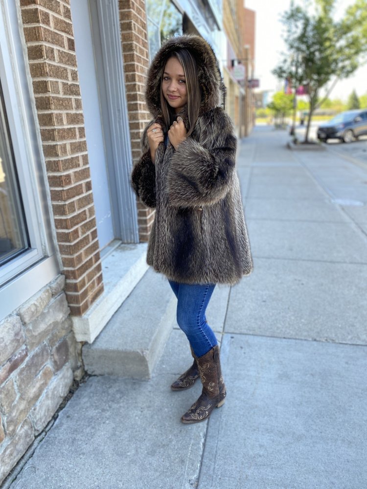 Raccoon Jacket with Hood, Size M