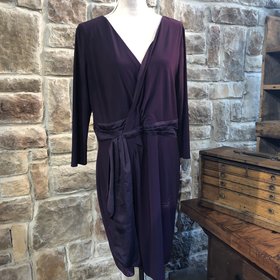 American Living Purple 3/4-Sleeve Ruffled Dress, Size 16