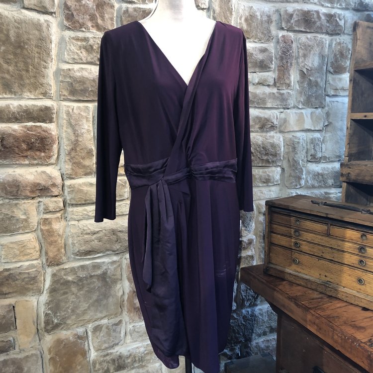 American Living Purple 3/4-Sleeve Ruffled Dress, Size 16