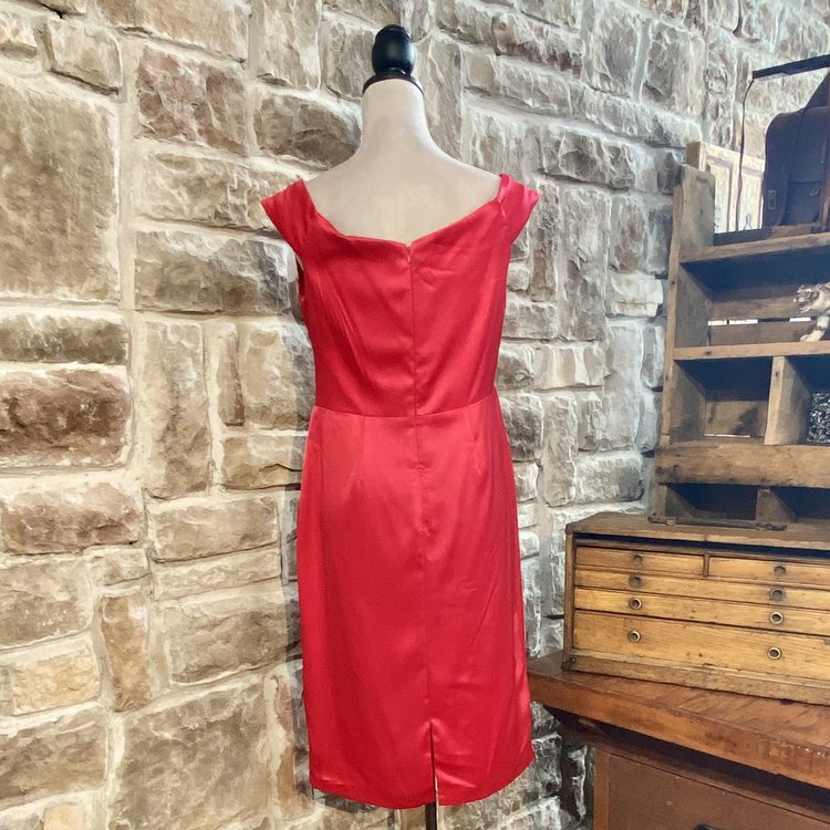 Ignite Evenings Red Satin Surplice Party Dress, Size 8