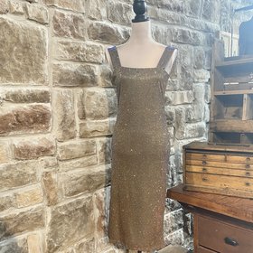 Gold Glitter Sheath Party Dress, Size 8