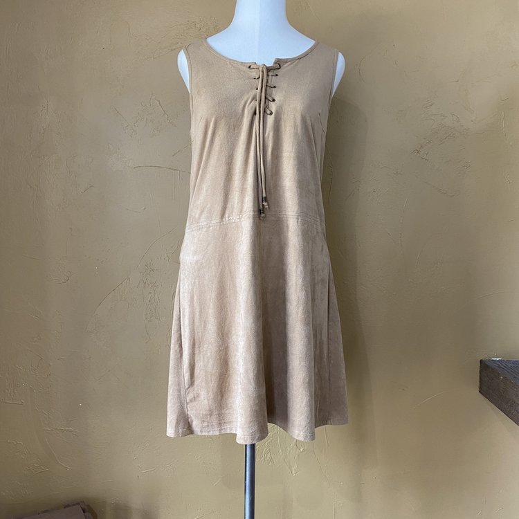Camel Faux Suede Dress M