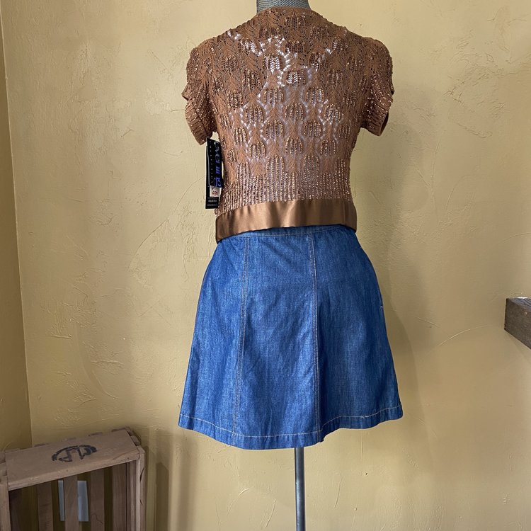 Carmen Marc Valvo Brown Short Sleeve Cover Up with Front Tie, Size M