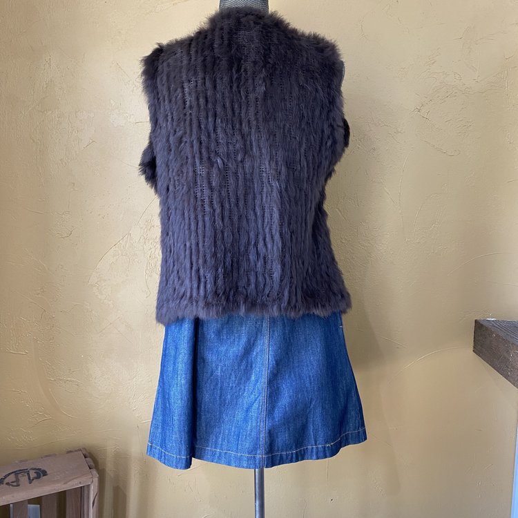 Brown Knitted Rabbit Vest, Size L/XL