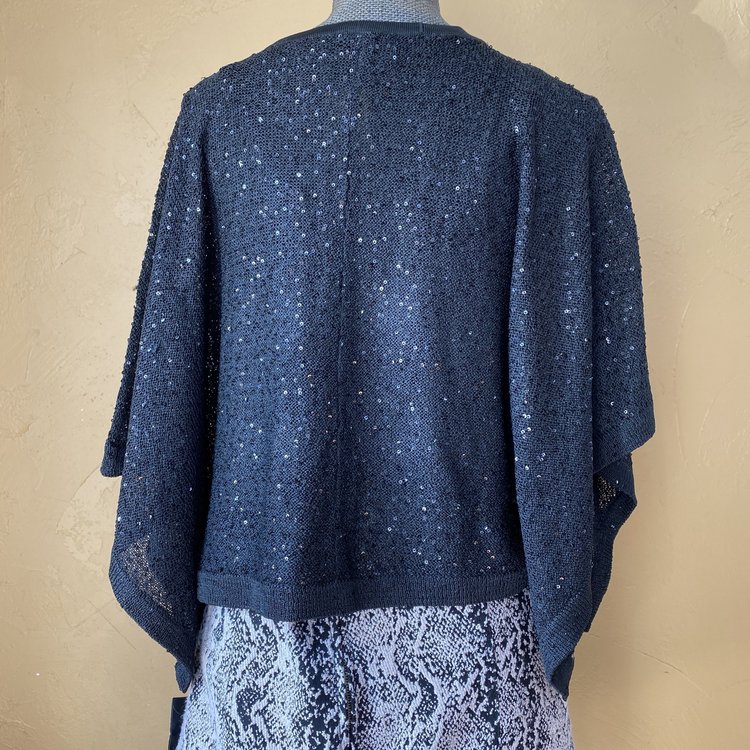 Alfani Black Sequined Trapeze Top, Size L