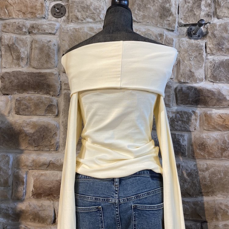 Listicle Yellow Off Shoulder Long Sleeve