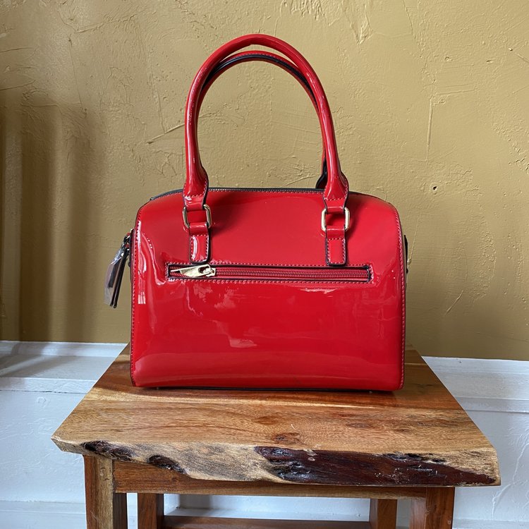 Red Vegan Leather Purse W/Built In Wallet