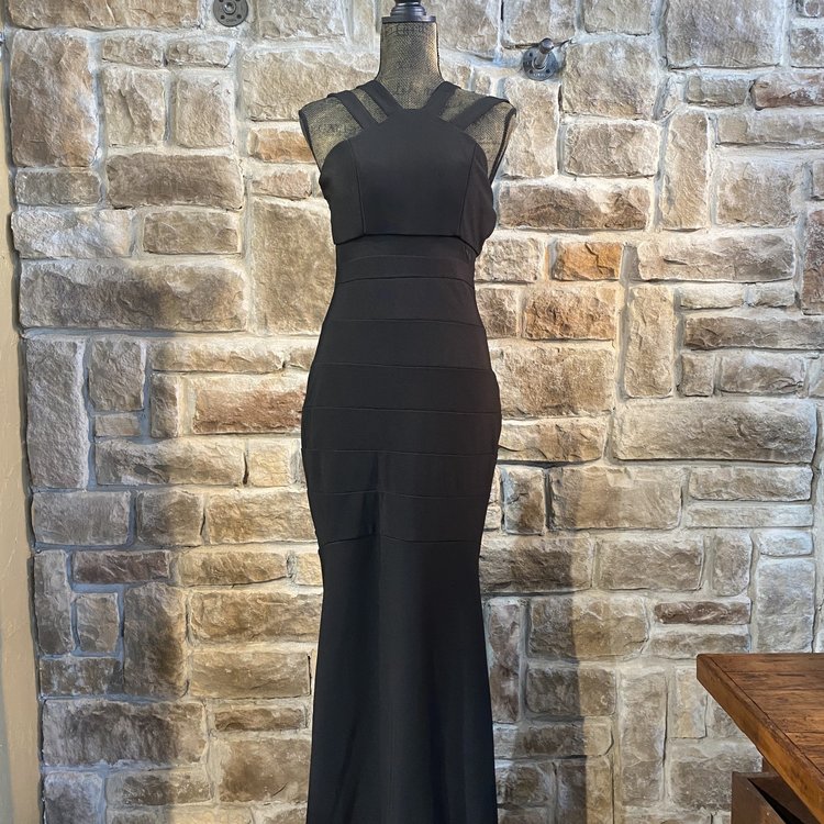 Emerald Sundae Halter Illusion Formal Gown, Size L