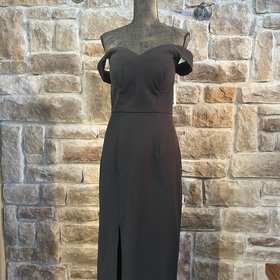 Black Off the Shoulder Evening Gown, Size L