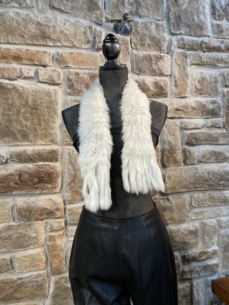 White Knitted Rabbit Scarf, 40 inch