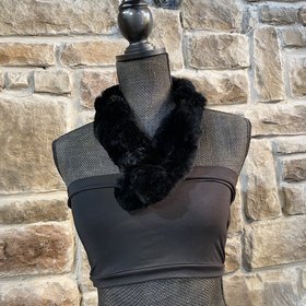 Black Adjustable Rabbit Scarf, 29 inch