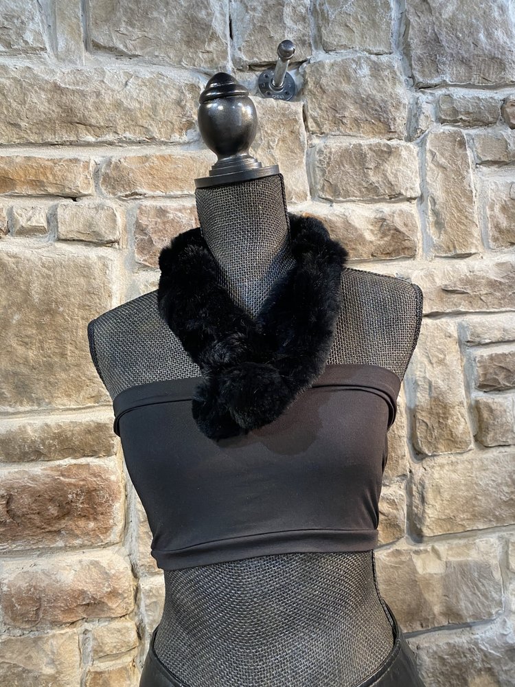 Black Adjustable Rabbit Scarf, 29 inch