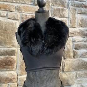 Black Faux Fox Collar, 30 inch